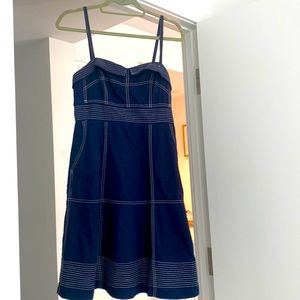 Sweetheart neck Navy with white stitching dress, size 4 Maeve